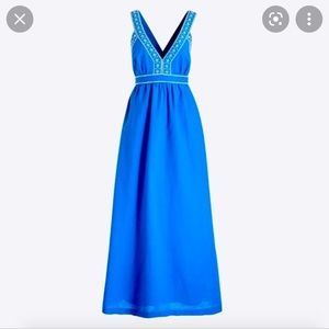NWOT. J. Crew embroidered eyelet cross back maxi dress M